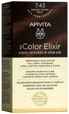 Apivita My Color Elixir with Honey Extract Set Hair Dye no Ammonia 7.43 Blond Bronze Bead 125ml