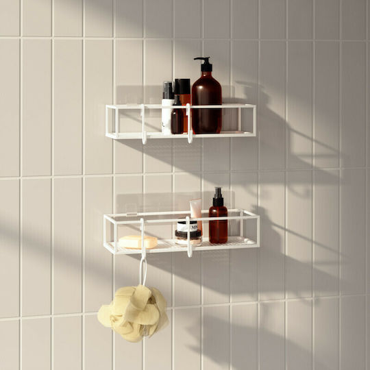 Umbra Cubico Wall Mounted Bathroom Shelf Metallic with 2 Shelves 32x12x20cm White Umbra Cubico Wall Mounted Bathroom Shelf Metallic with 2 Shelves 32x12x20cm White