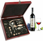 Forneed Σετ Αξεσουάρ Κρασιού Corkscrew Wine Opener Set με Βαλίτσα, Ανοιχτήρι, Θερμόμετρο, Πώματα, Δαχτυλίδι, Pourer & Foil Cutter 633300 10τμχ