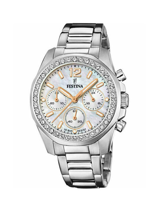 Festina Crystals Watch Chronograph with Silver ...