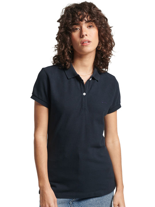 Superdry Women's Polo Shirt Short Sleeve Navy Blue