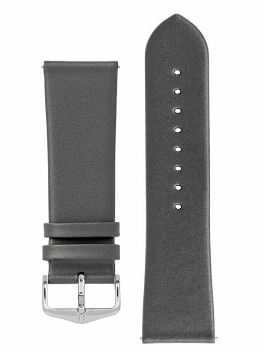 Hirsch Toronto Long Δερμάτινο Λουράκι Γκρι 22mm