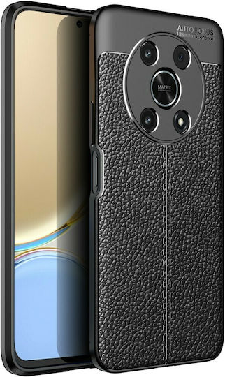 Focus Litchi Umschlag Rückseite Silikon Schwarz (Honor Magic4 Lite 5G)