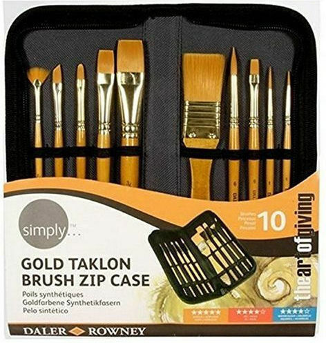 Daler Rowney Σετ Πινέλα Ζωγραφικής Daler Rowney Πλακέ και Στρογγυλά με Θήκη 10τμχ