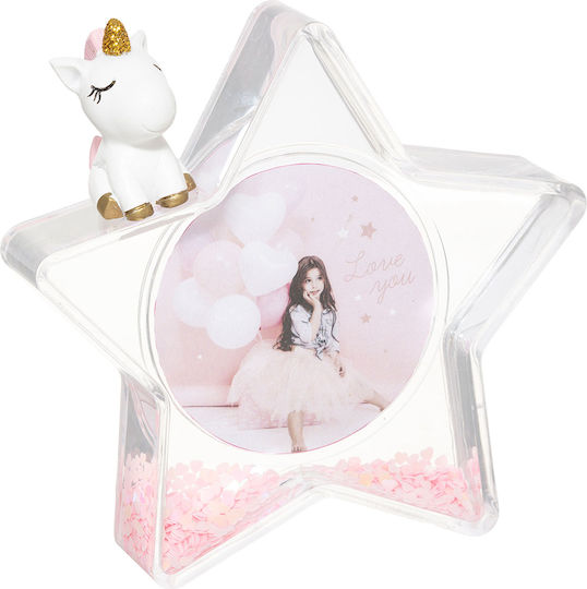 Cadru de poze pentru copii Rama foto Plastic Unicorn Pink 11x2.5x10.5cm