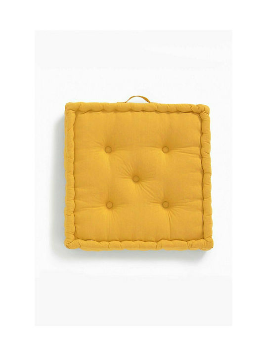 Calma House Pernă De Podea Gavema Din 100% Bumbac Galben Muștar 60x60cm
