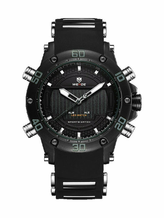 Weide Digital Herrenuhr 48mm Batterie mit Schwarz Kautschukarmband