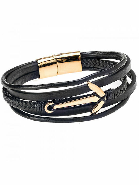 Senza Herren Armband mit Design Verankerung aus Leder