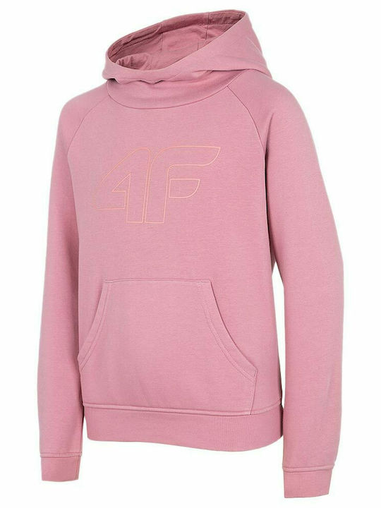 4F Kids Sweatshirt with Hood and Pocket Pink