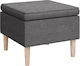 Hocker Fußhocker Gepolstert mit Stoff Light grey 55x54.5x42cm