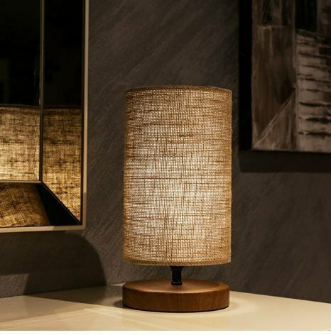 HomeMarkt Holz Tischlampe für E14 LED mit Braune Hut und Basis