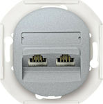 Aling Conel E614.S Double Network Socket RJ45 without Frame Type Cat5 in Silver Color 15.005.0183