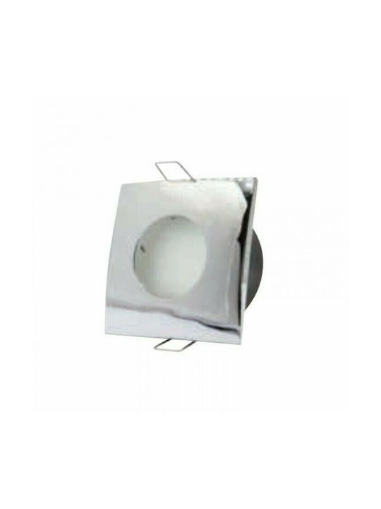 Inlight Square Metallic Recessed Spot with Socket GU10 Silver 8x8cm.