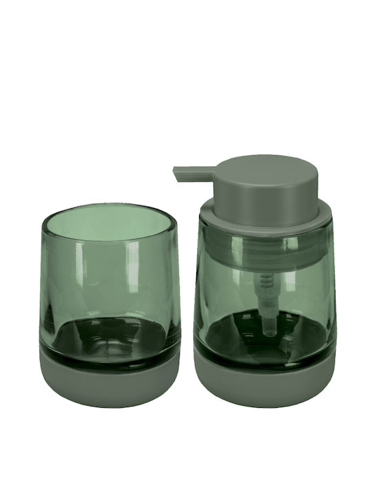 Kleine Wolke Belly Glass Bathroom Accessory Set Green 2pcs