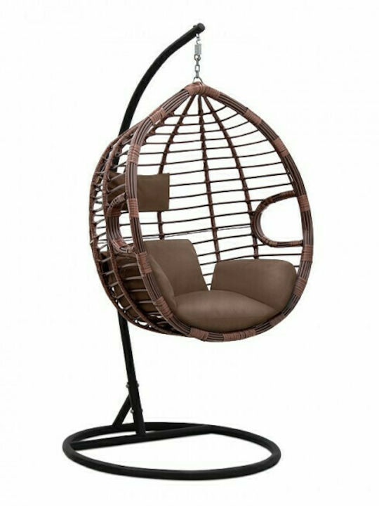 Ariadni Rattan Hanging Swing Nest Cappuccino with 120kg Maximum Weight Capacity L108xW75xH195cm
