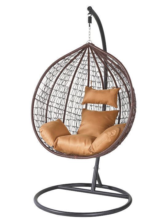 Prest Rattan Hanging Swing Nest Brown with 120kg Maximum Weight Capacity L108xW75xH195cm