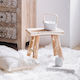 Stools For Living Room Wooden Natural 1pcs 34.5x23x31cm