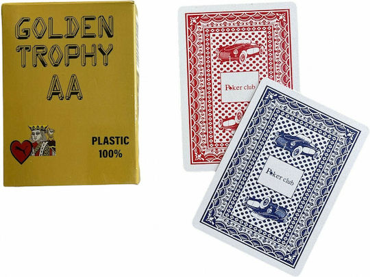 Argy Toys Golden Trophy AA Playing Cards Plastic for Poker Blue