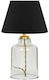 HomeMarkt Glass Table Lamp for Socket E27 with Black Shade and Transparent Base