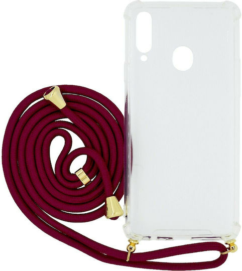 Mercury Strap Back Cover Σιλικόνης Διάφανο/Μπορντώ (Galaxy A20s)