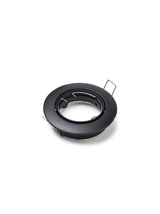 Στρογγυλό Μεταλλικό Πλαίσιο για Σποτ GU10 σε Μαύρο χρώμα 8.4x8.4cm