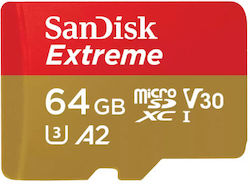 Sandisk Extreme microSDXC 64GB Class 10 U3 V30 A2 UHS-I with Adapter