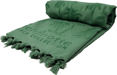 Noidinotte Beach Towel Cotton Green with Fringes 170x90cm.