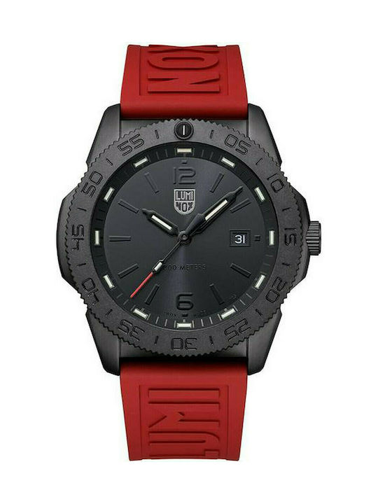 Luminox Pacific Diver Battery Watch with Leather Strap Red XS.