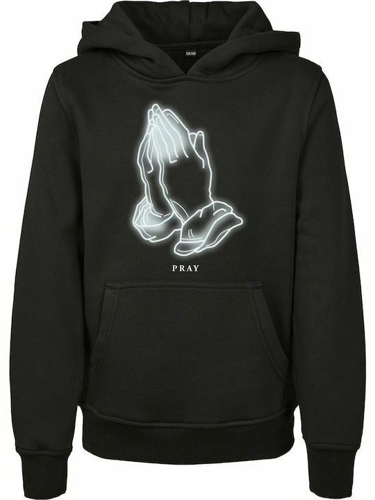 Fleece Kinder-Sweatshirt mit Kapuze und Taschen Schwarz