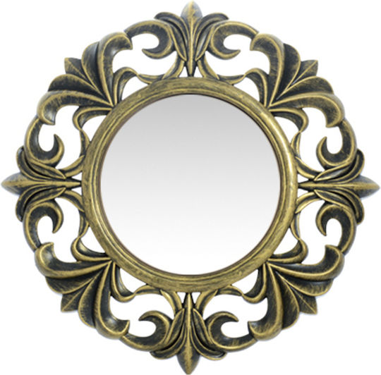 ArteLibre Wall Mirror with Gold Plastic Frame Diameter 40.6cm 1pcs
