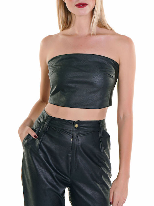 Women's Crop Top Cotton Sleeveless Black