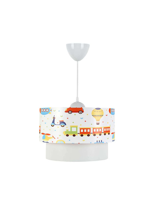 Freebox Transport Single Bulb Kids Lighting Pendant of Fabric 60W In White Colour 30x20cm