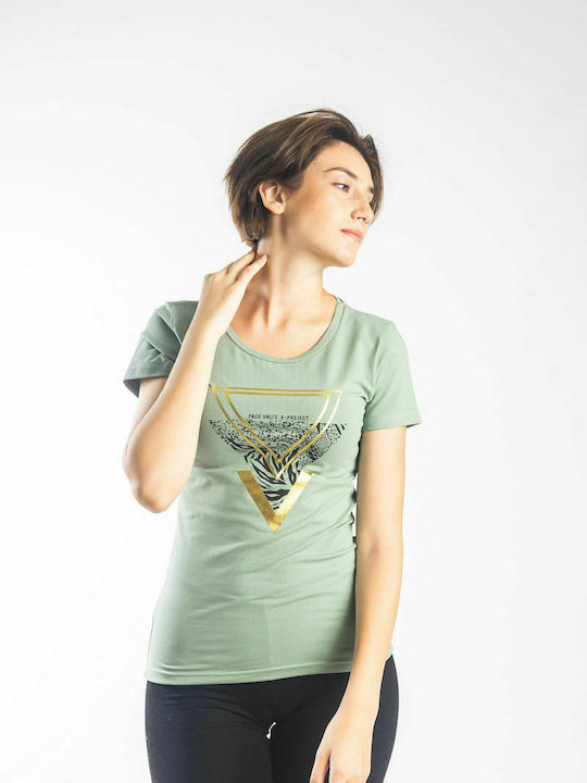 Paco & Co Γυναικείο T-shirt Πράσινο με Στάμπα
