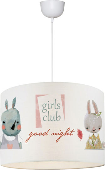 HomeMarkt Girls Club O singură lumină Lumină de tavan pentru copii Suspendata din material textil 60W Alb 28x20cm