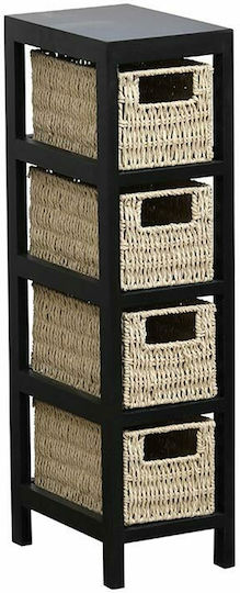 Boden Badezimmerregal Hölzernes mit 4 Regalen 17x24x64.5cm Schwarze