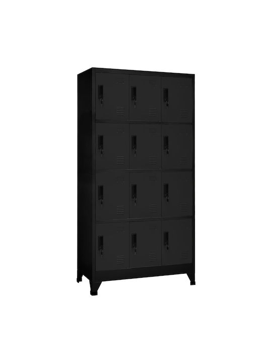 Шкаф Метал с 12 шкафчета Black 90x45x180бр
