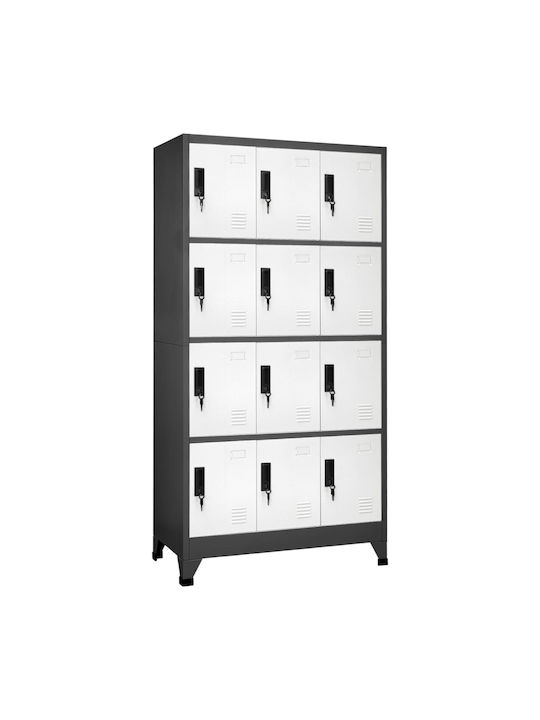 Шкаф Метал с 12 шкафчета Anthracite / White 90x...