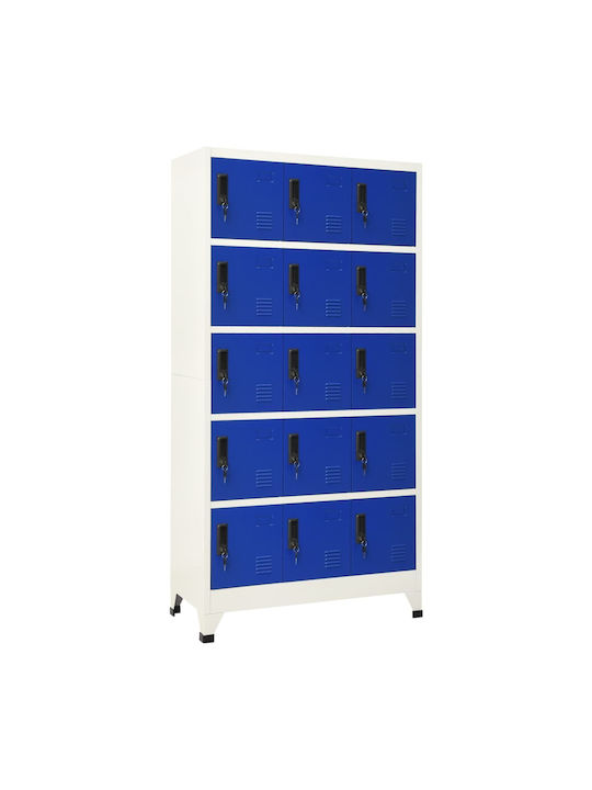 Spind Metallisch mit 15 Schränke Grey / Blue 90...