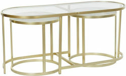 Oval Masa de cafea din sticla Aur L100xL40xH45cm