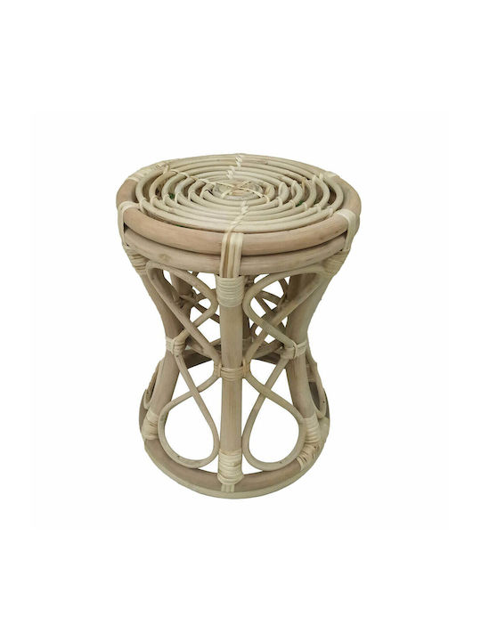 Round Solid Wood Side Table Natural L30xW30xH40cm