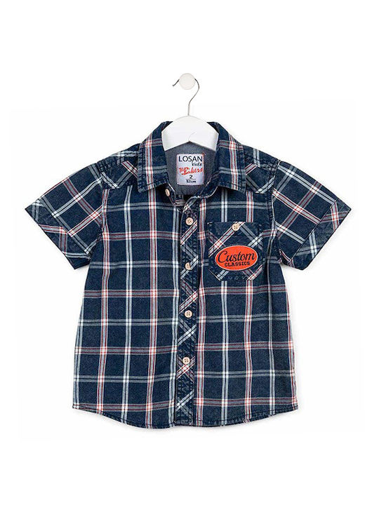 Losan Kids Checked Shirt Navy Blue