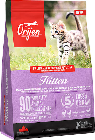 Orijen Kitten Суха Храна без Зърнени и Глутен за Млади Котки с Турция / Пилешко / Риба 1.8кг