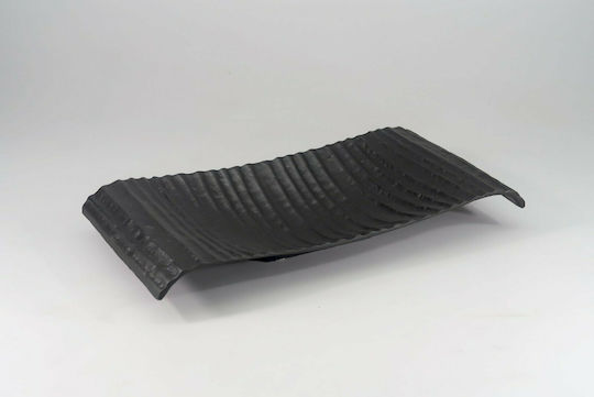 Karvounis Rectangular Metallic Decorative Platter Black 40x22x5cm