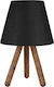 HomeMarkt Wooden Vintage Table Lamp for Socket E27 with Black Shade and Brown Base