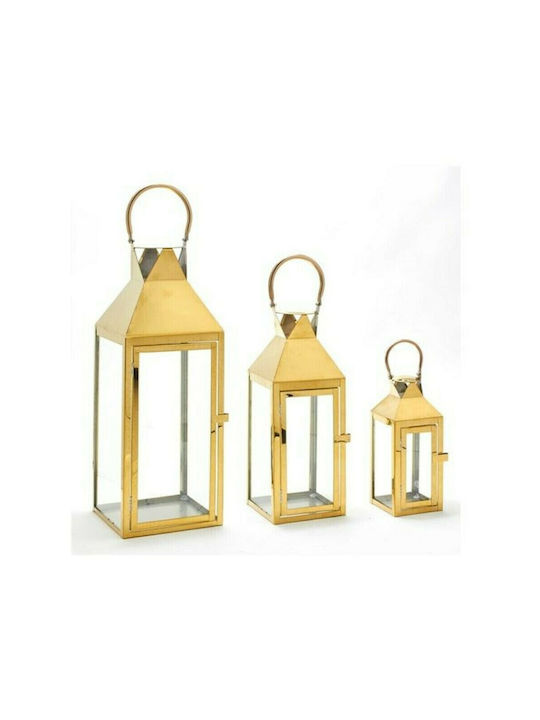 Kelepoyri Lanterns Set Die-Cast Floortop Χρυσό 17x17x48εκ. 3pcs