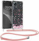 KWmobile Cherry Blossoms Back Cover Silicone with Strap Pink / Dark Brown / Transparent (Xiaomi 12 / 12X)