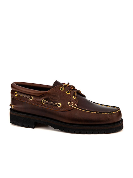 Tractor Men's Leather Boat Shoes Tabac Brown