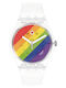 Swatch Stripe Fierce Men's Watch 41mm Battery with White Rubber Strap