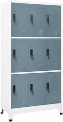 Metallic Locker with 9 Shelves Ανοιχτό / Σκούρο Γκρι 90x45x180cm