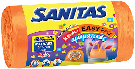 Sanitas Αρωματικές Σακούλες Απορριμάτων Χωρητικότητας 55lt με Χερούλια Easy-Pack 58x72cm 20τμχ Πράσινες